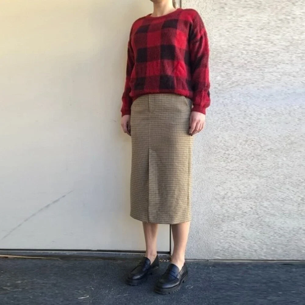 Cyrus Plaid Sweater Red & Black Size S - Picture 7 of 9